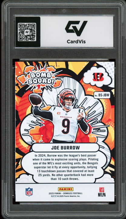 2025 Panini Donruss #BS-JBW Joe Burrow Bomb Squad Graded 10 Gem Mint - Back