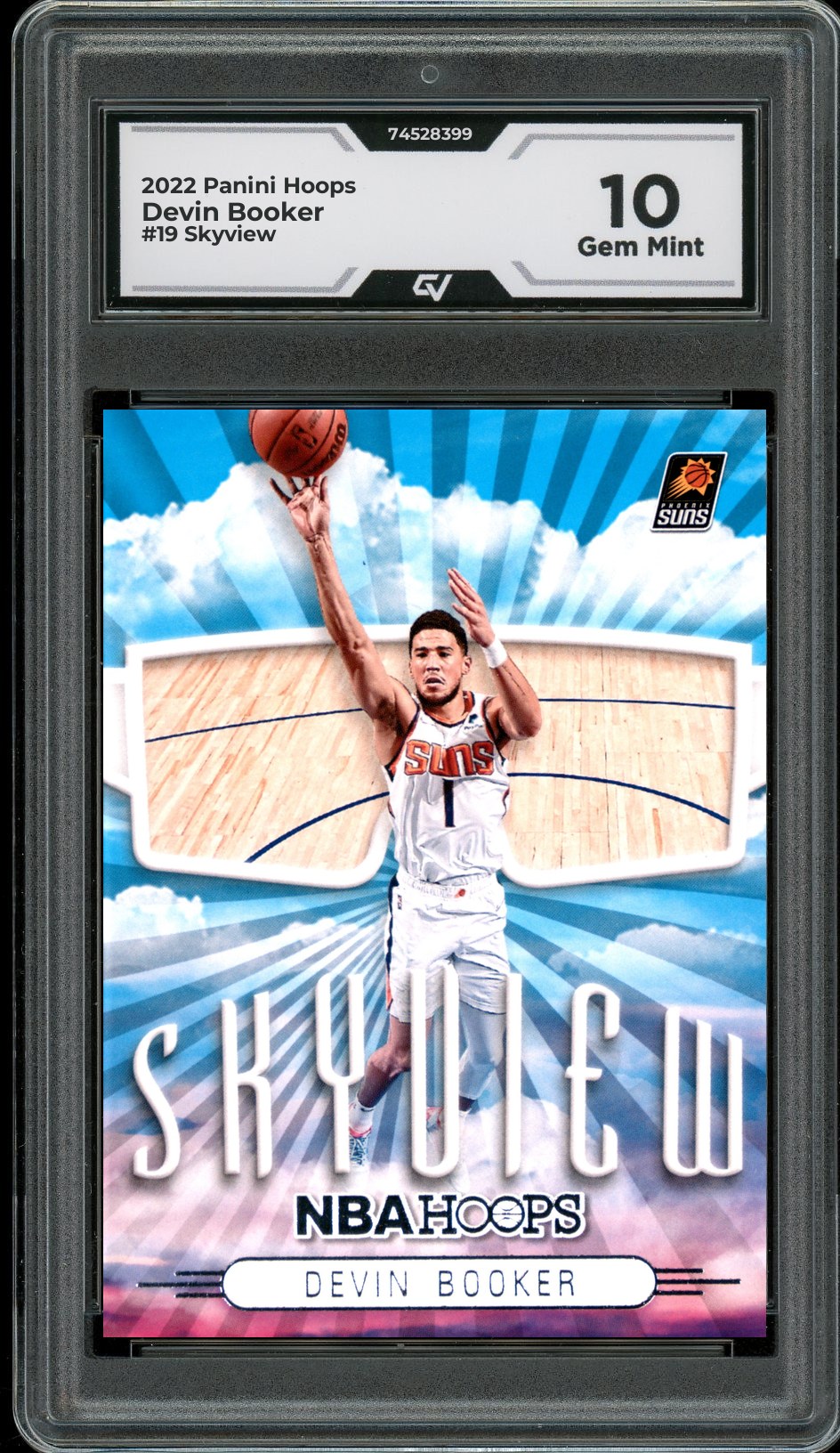 2022 Panini Hoops #19 Devin Booker Skyview Graded 10 Gem Mint - Front