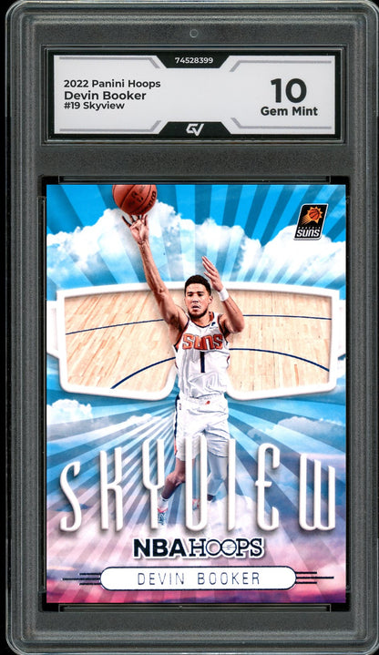 2022 Panini Hoops #19 Devin Booker Skyview Graded 10 Gem Mint - Front