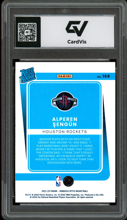 2021 Panini Donruss Optic #169 Alperen Sengun Rookie Card RC Graded 10 Gem Mint - Back