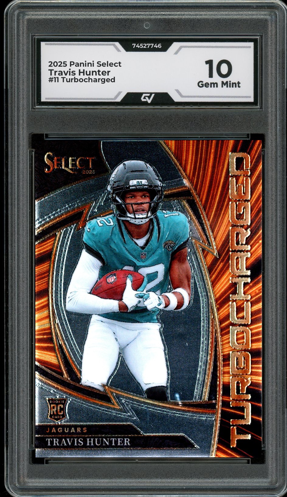 2025 Panini Select #11 Travis Hunter Turbocharged Rookie Card RC Graded 10 Gem Mint - Front