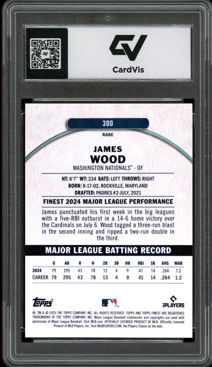 2025 Topps Finest #300 James Wood Rookie Card RC Graded 10 Gem Mint - Back