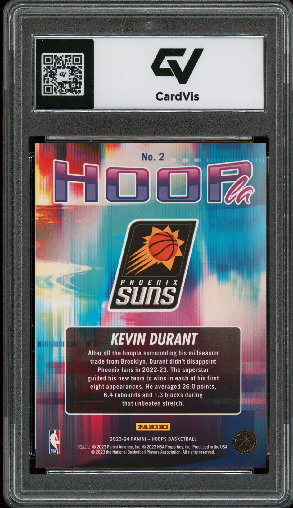 2023 Panini Hoops #2 Kevin Durant Hoopla Graded 10 Gem Mint - Back