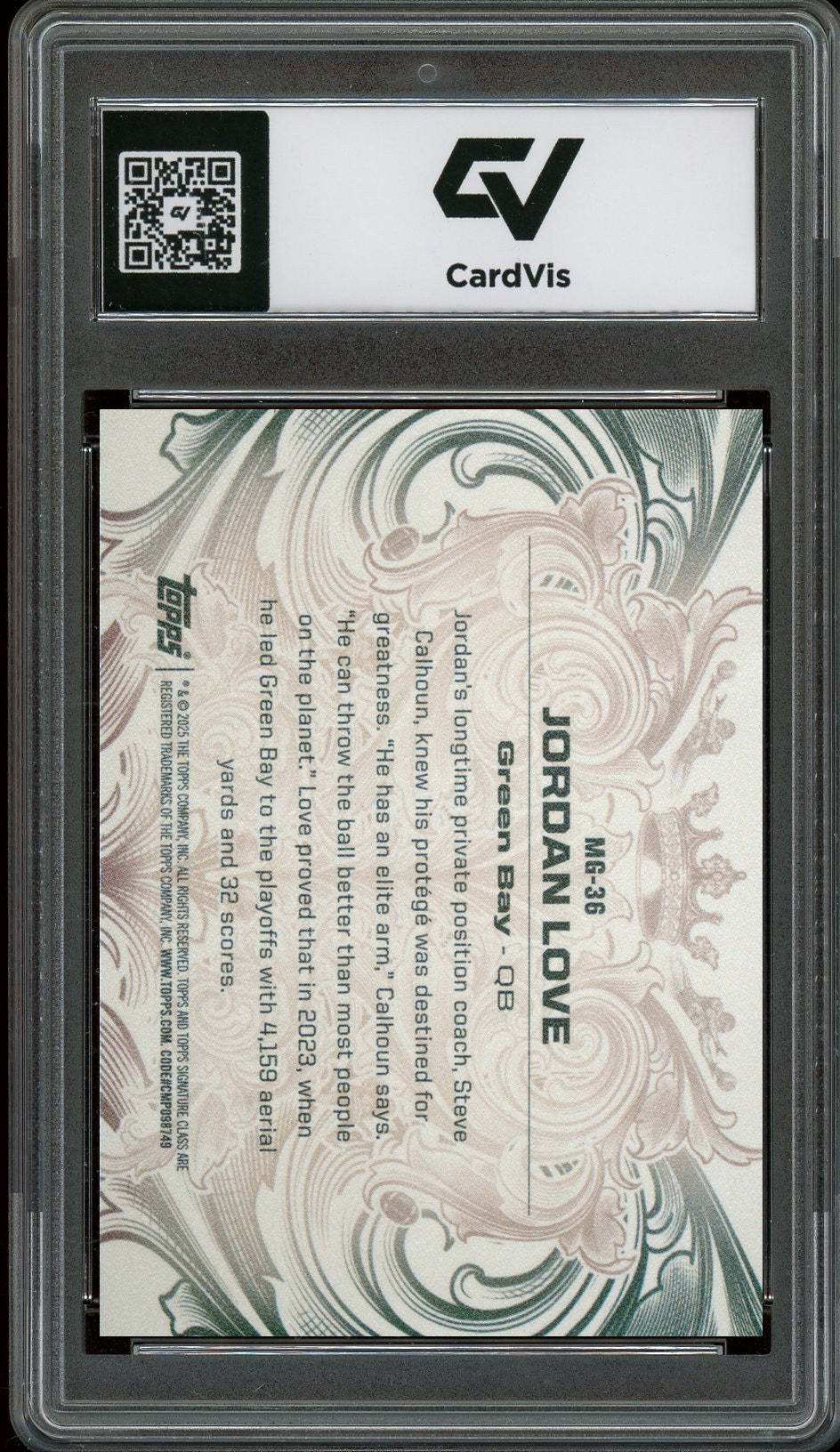 2024 Topps Signature Class #MG-36 Jordan Love Monarchs Of The Game Graded 10 Gem Mint - Back