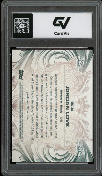 2024 Topps Signature Class #MG-36 Jordan Love Monarchs Of The Game Graded 10 Gem Mint - Back