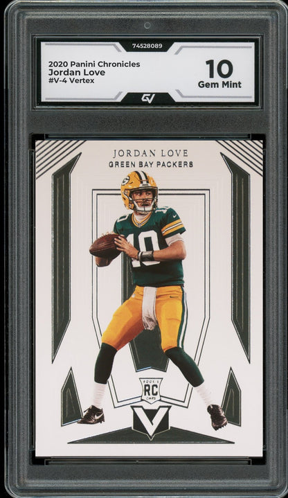 2020 Panini Chronicles #V-4 Jordan Love Vertex Rookie Card RC Graded 10 Gem Mint - Front