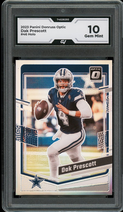 2023 Panini Donruss Optic #46 Dak Prescott Holo Graded 10 Gem Mint - Front