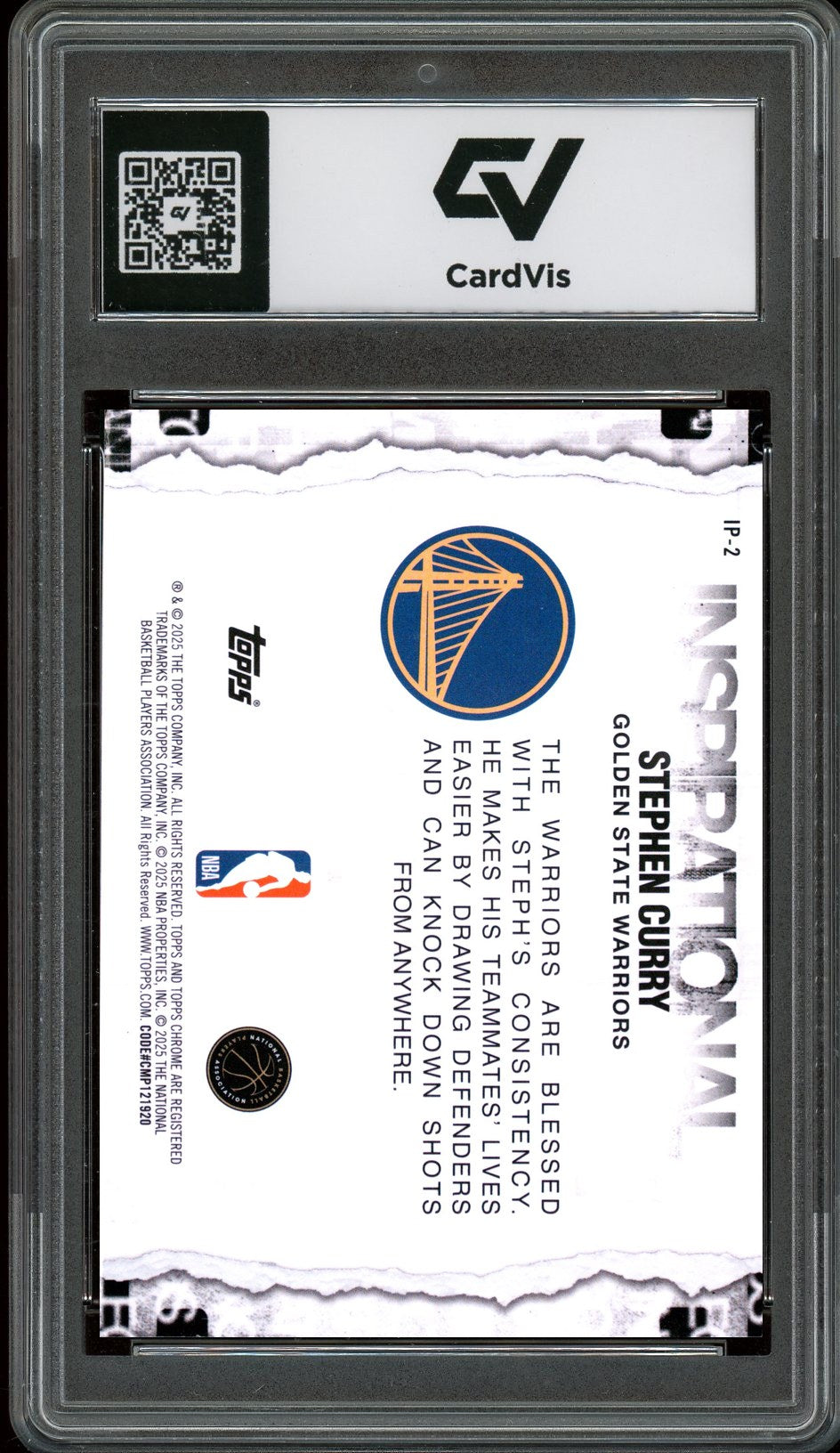 2025 Topps Chrome #IP-2 Stephen Curry Inspirational Graded 10 Gem Mint - Back