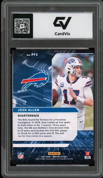 2021 Panini Donruss #PF3 Josh Allen Power Formulas Graded 10 Gem Mint - Back