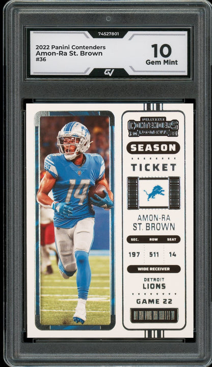 2022 Panini Contenders #36 Amon-Ra St. Brown Graded 10 Gem Mint - Front