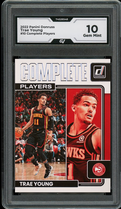 2022 Panini Donruss #10 Trae Young Complete Players Graded 10 Gem Mint - Front