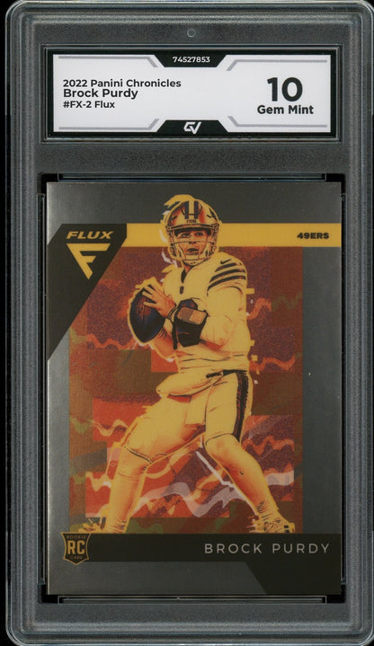 2022 Panini Chronicles #FX-2 Brock Purdy Flux Rookie Card RC Graded 10 Gem Mint - Front