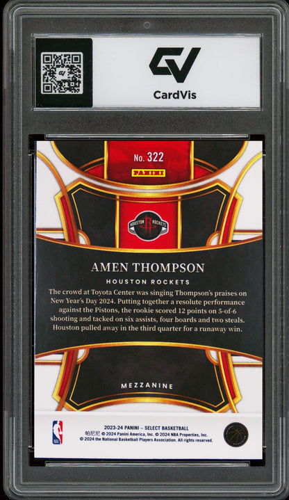 2023 Panini Select #322 Amen Thompson Rookie Card RC Graded 10 Gem Mint - Back