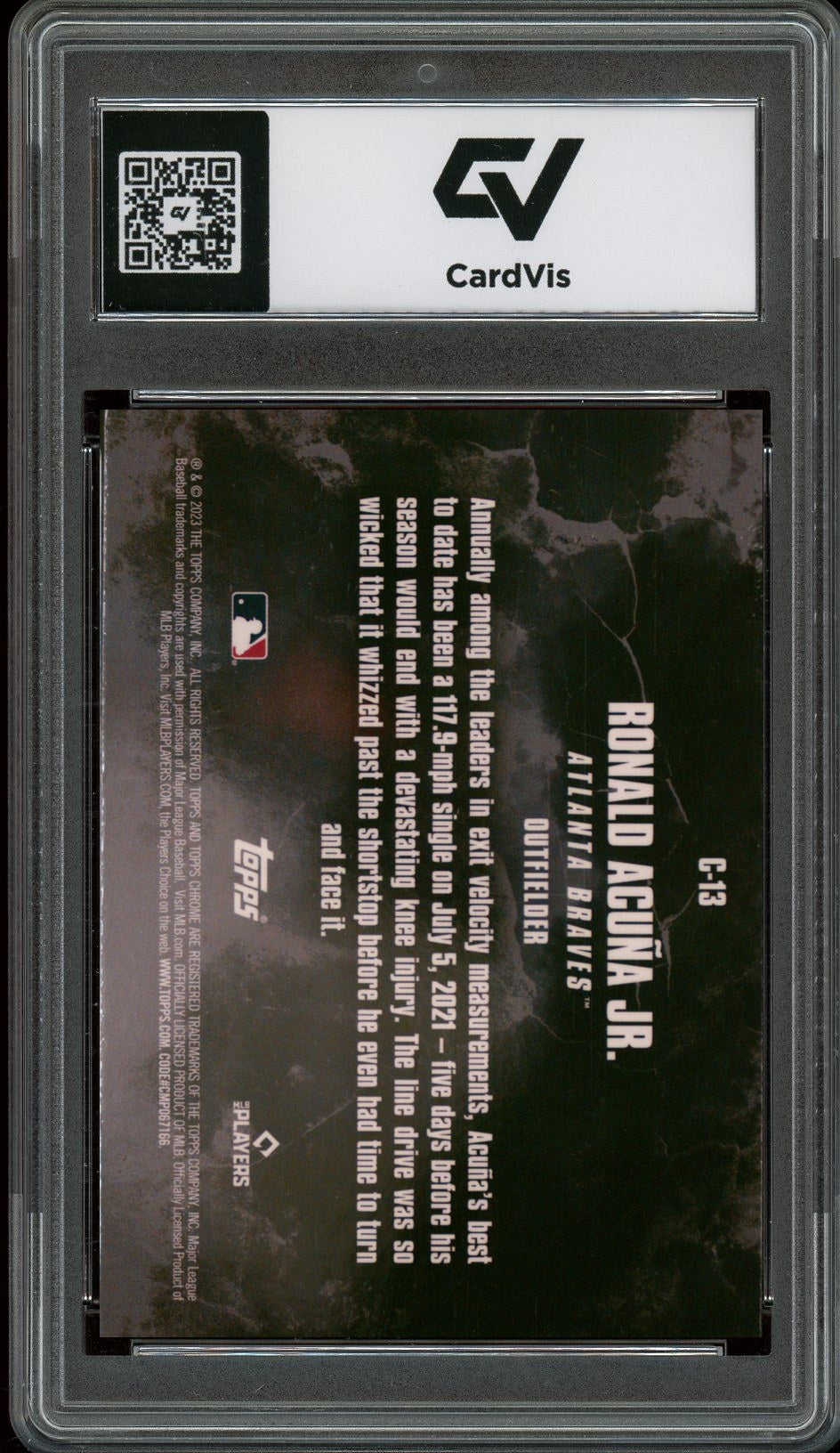 2023 Topps Chrome Update #C-13 Ronald Acuna Jr. Crushed Graded 10 Gem Mint - Back