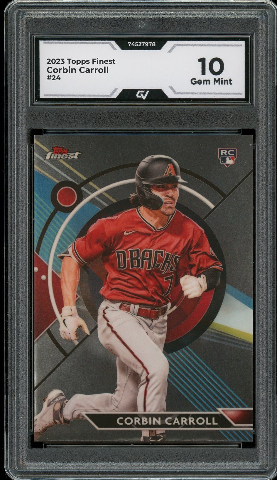 2023 Topps Finest #24 Corbin Carroll Rookie Card RC Graded 10 Gem Mint - Front