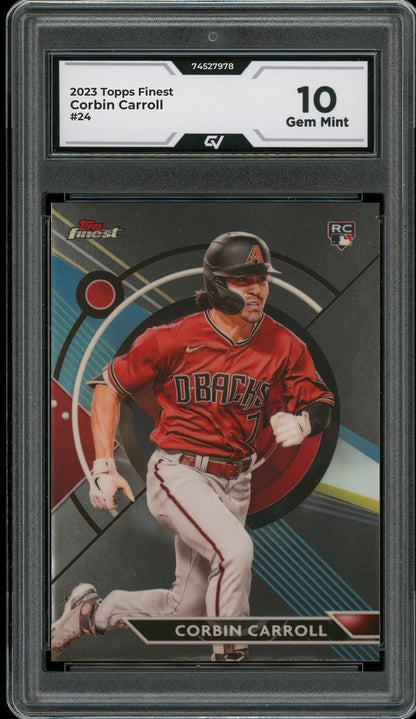 2023 Topps Finest #24 Corbin Carroll Rookie Card RC Graded 10 Gem Mint - Front