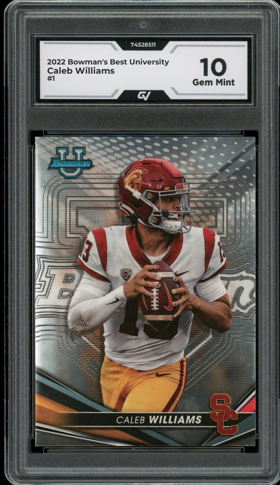 2022 Bowman's Best University #1 Caleb Williams Rookie Card RC Graded 10 Gem Mint - Front