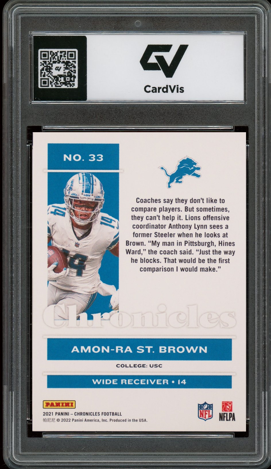 2021 Panini Chronicles #33 Amon-Ra St. Brown Rookie Card RC Graded 10 Gem Mint - Back