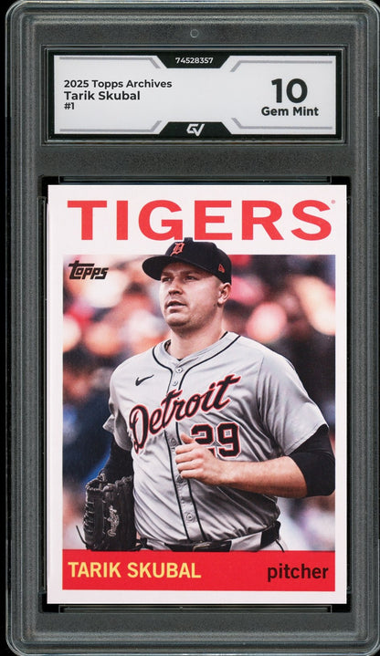 2025 Topps Archives #1 Tarik Skubal Graded 10 Gem Mint - Front