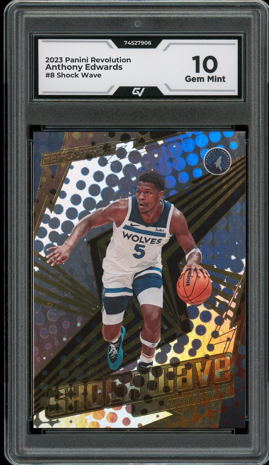2023 Panini Revolution #8 Anthony Edwards Shock Wave Graded 10 Gem Mint - Front