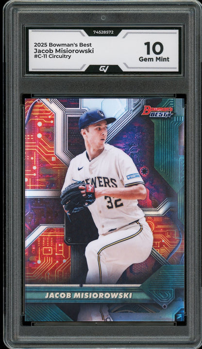 2025 Bowman's Best #C-11 Jacob Misiorowski Circuitry Rookie Card RC Graded 10 Gem Mint - Front