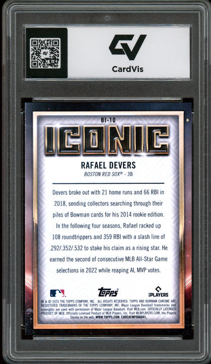 2023 Bowman Chrome #BI-10 Rafael Devers Mega Box Iconic Graded 10 Gem Mint - Back