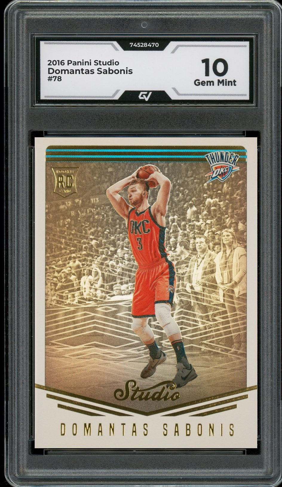 2016 Panini Studio #78 Domantas Sabonis Rookie Card RC Graded 10 Gem Mint - Front