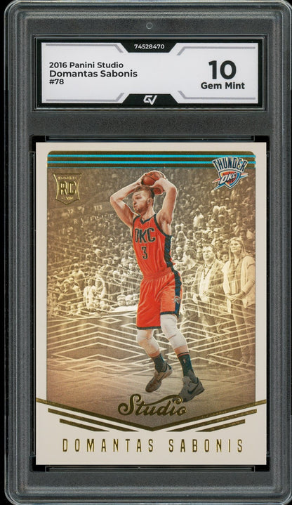 2016 Panini Studio #78 Domantas Sabonis Rookie Card RC Graded 10 Gem Mint - Front
