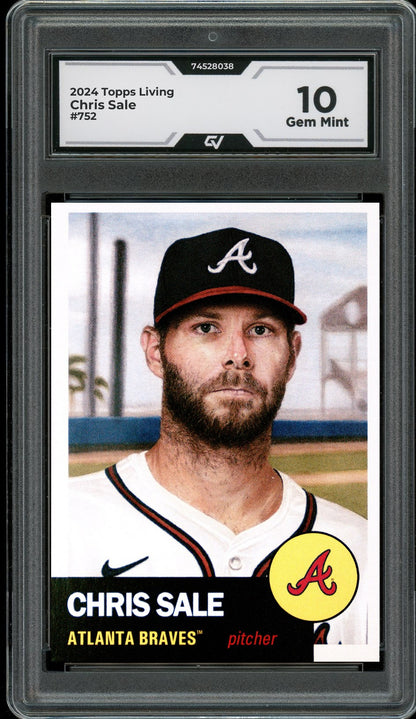 2024 Topps Living #752 Chris Sale Graded 10 Gem Mint - Front