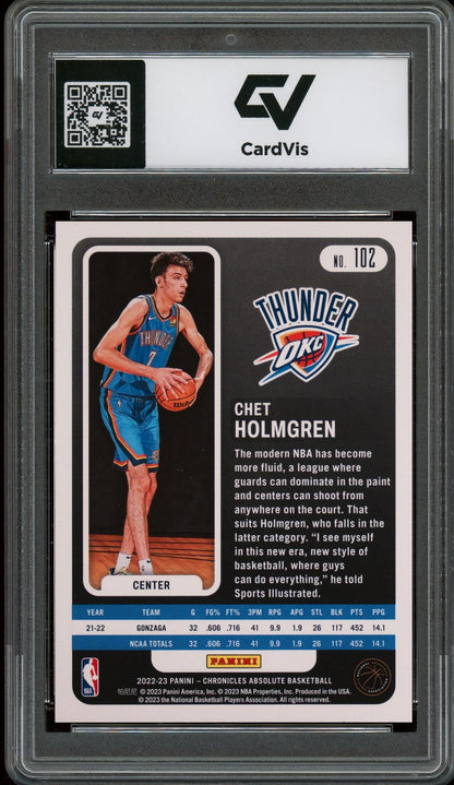 2022 Panini Chronicles #102 Chet Holmgren Rookie Card RC Graded 10 Gem Mint - Back