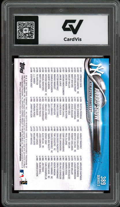 2018 Topps #389 Aaron Judge, Staton Graded 10 Gem Mint - Back