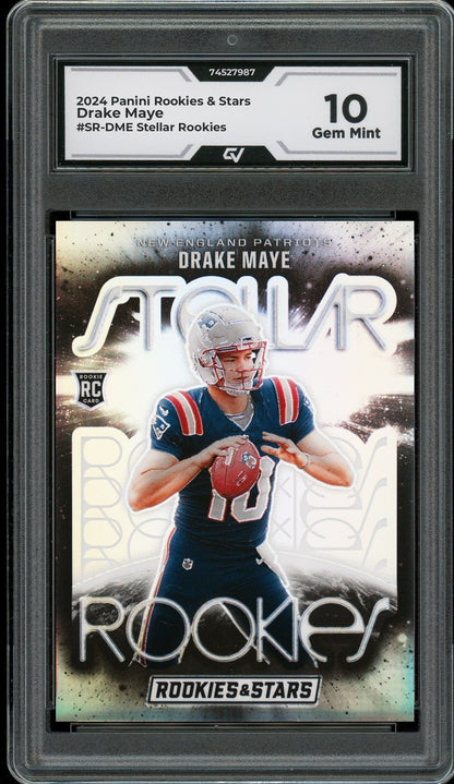 2024 Panini Rookies & Stars #SR-DME Drake Maye Stellar Rookies Rookie Card RC Graded 10 Gem Mint - Front