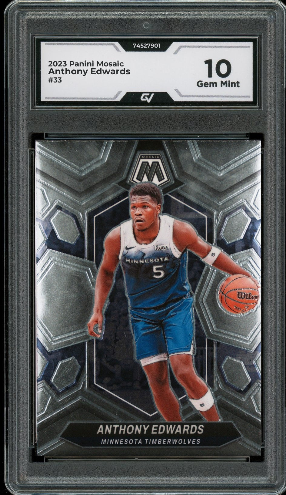 2023 Panini Mosaic #33 Anthony Edwards Graded 10 Gem Mint - Front