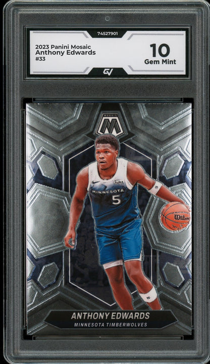 2023 Panini Mosaic #33 Anthony Edwards Graded 10 Gem Mint - Front