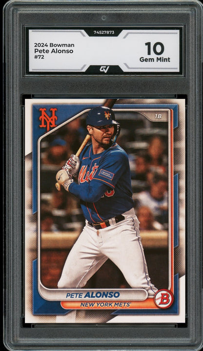 2024 Bowman #72 Pete Alonso Graded 10 Gem Mint - Front