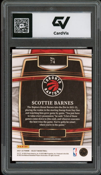 2021 Panini Select #74 Scottie Barnes Rookie Card RC Graded 10 Gem Mint - Back