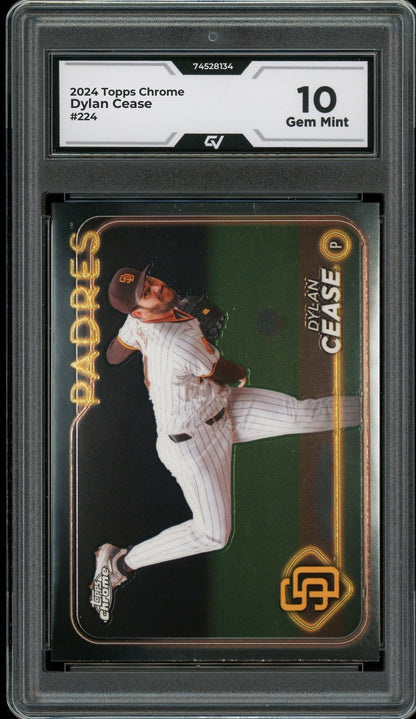 2024 Topps Chrome #224 Dylan Cease Graded 10 Gem Mint - Front
