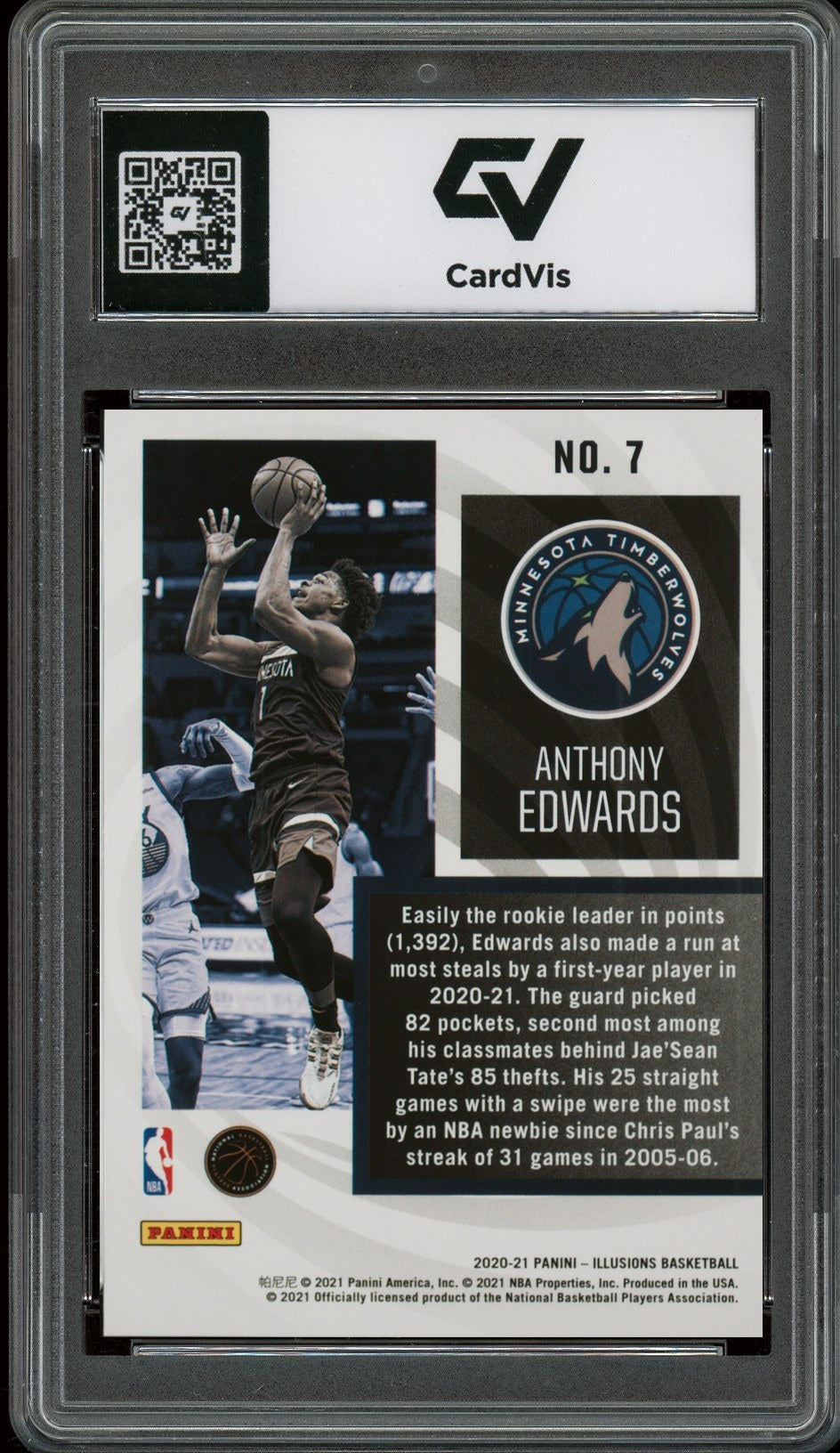 2020 Panini Illusions #7 Anthony Edwards Instant Impact Rookie Card RC Graded 10 Gem Mint - Back