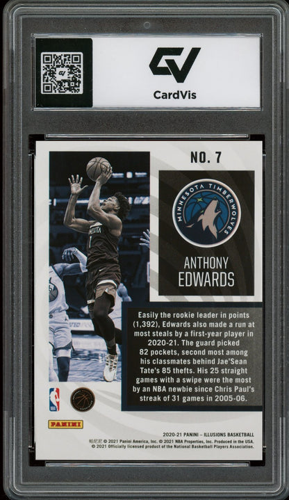 2020 Panini Illusions #7 Anthony Edwards Instant Impact Rookie Card RC Graded 10 Gem Mint - Back