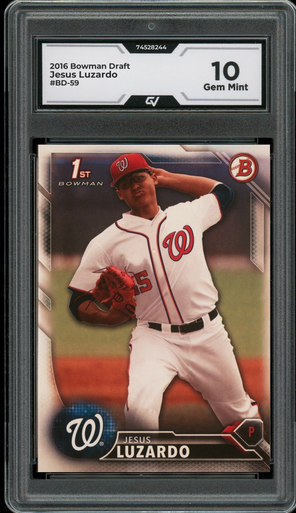 2016 Bowman Draft #BD-59 Jesus Luzardo Rookie Card RC Graded 10 Gem Mint - Front
