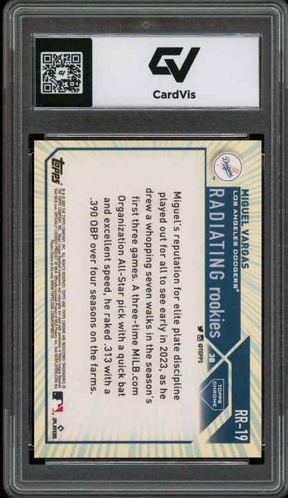 2023 Topps Chrome #RR-19 Miguel Vargas Radiating Rookies Rookie Card RC Graded 10 Gem Mint - Back