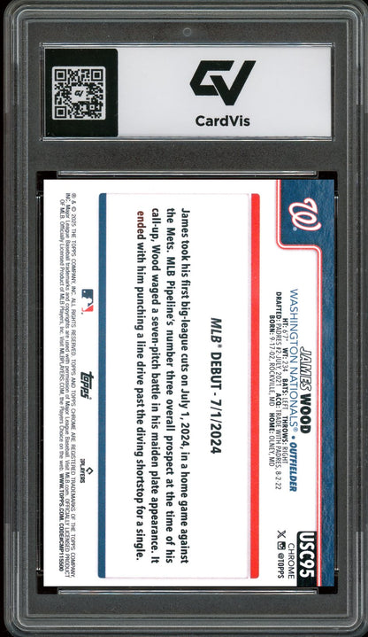 2025 Topps Chrome Update #95 James Wood Rookie Card RC Graded 10 Gem Mint - Back