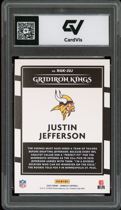 2020 Panini Donruss #RGK-JUJ Justin Jefferson Gridiron Kings Rookie Card RC Graded 10 Gem Mint - Back