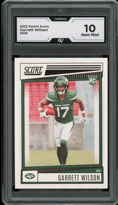 2022 Panini Score #306 Garrett Wilson Rookie Card RC Graded 10 Gem Mint - Front