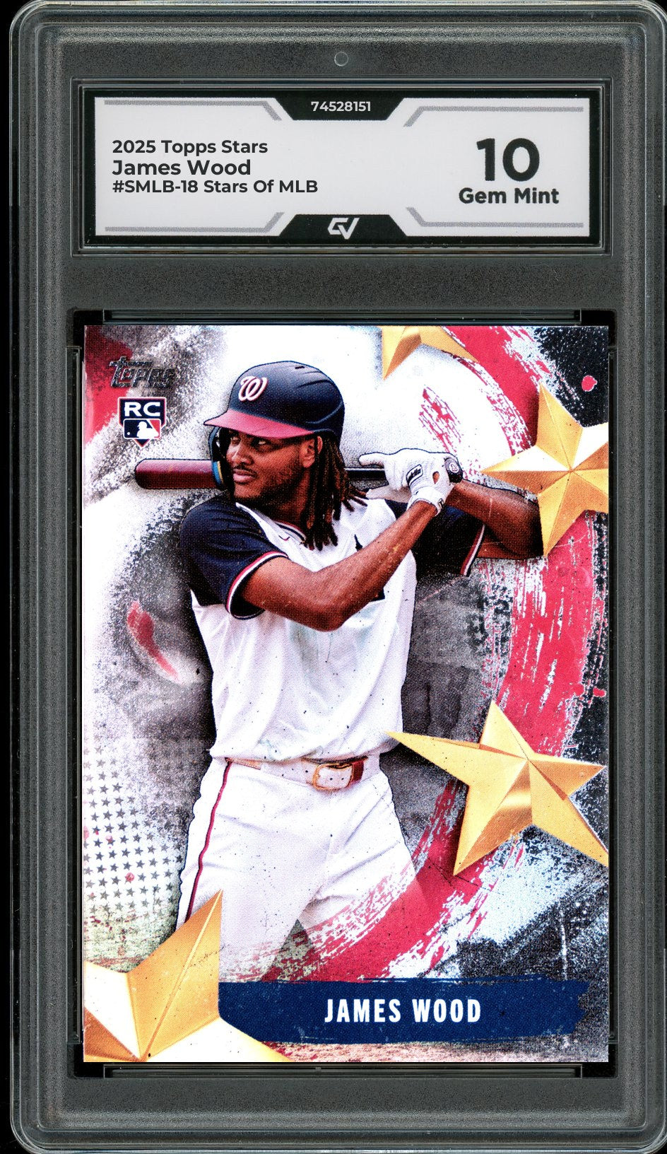 2025 Topps Stars #SMLB-18 James Wood Stars Of MLB Rookie Card RC Graded 10 Gem Mint - Front