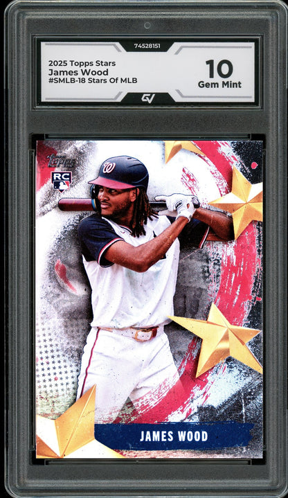 2025 Topps Stars #SMLB-18 James Wood Stars Of MLB Rookie Card RC Graded 10 Gem Mint - Front
