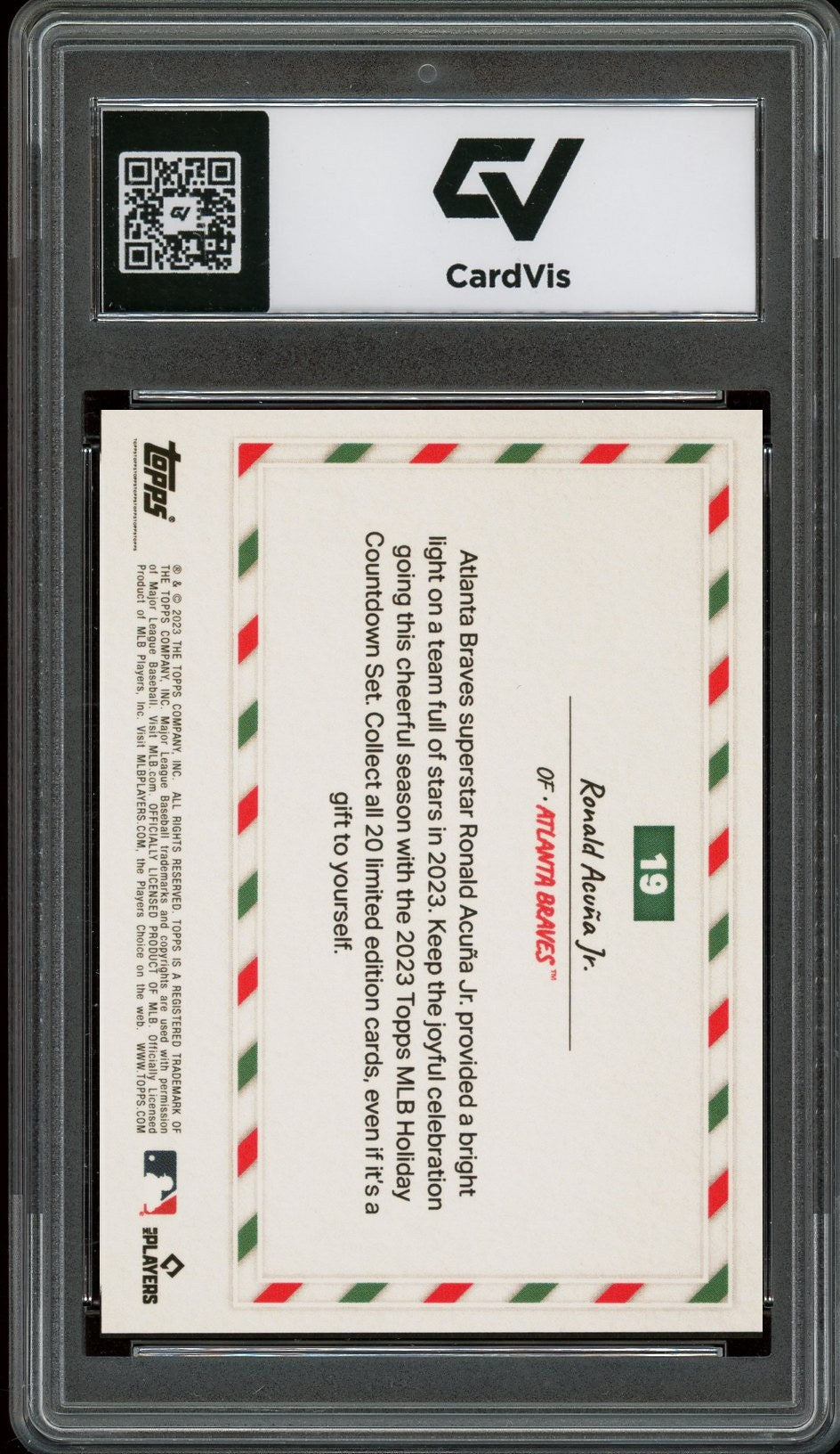 2023 Topps Holiday #19 Ronald Acuna Jr. Countdown Graded 10 Gem Mint - Back