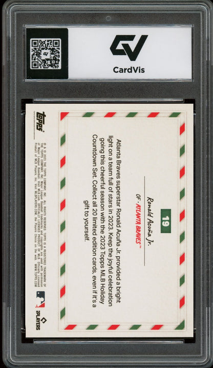 2023 Topps Holiday #19 Ronald Acuna Jr. Countdown Graded 10 Gem Mint - Back