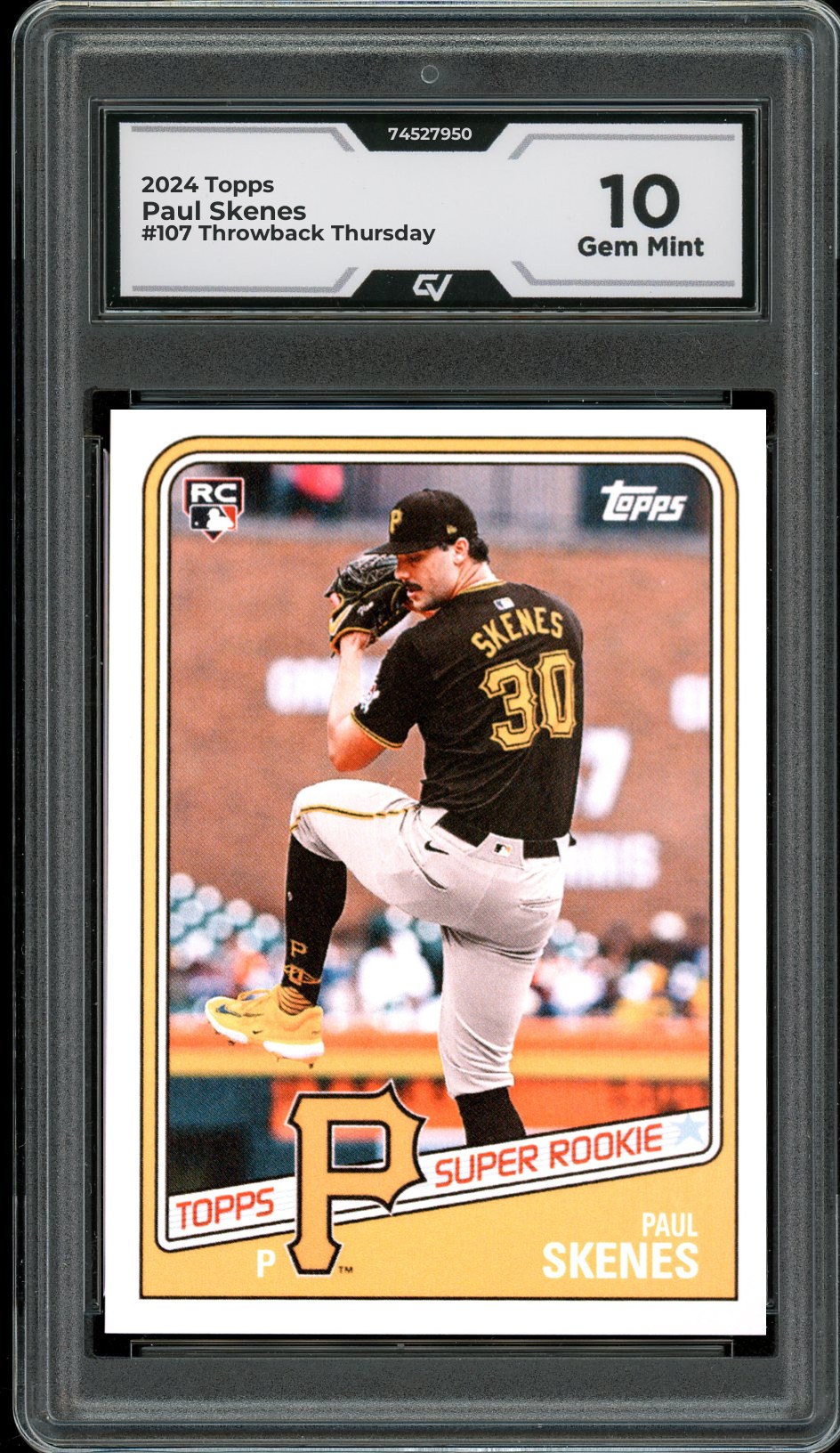 2024 Topps #107 Paul Skenes Throwback Thursday Graded 10 Gem Mint - Front