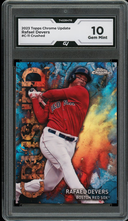 2023 Topps Chrome Update #C-11 Rafael Devers Crushed Graded 10 Gem Mint - Front